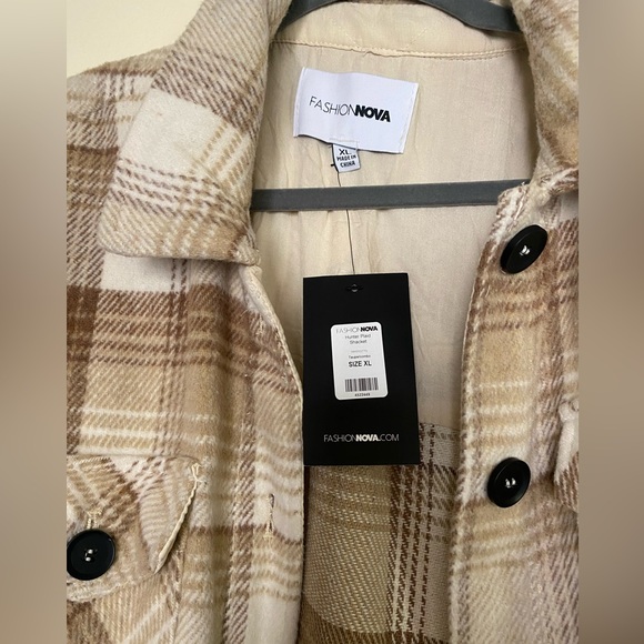 FASHION NOVA brown plaid shacket - Picture 3 of 6